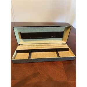 Vintage Shields Men's  Jewelry Box Green  Velvet Tie Clip Cuff Link Watch